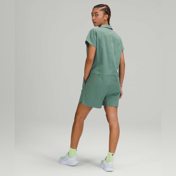 NWT Lululemon Stretch Rib Pocketed Romper in Tidewater Teal - Picture 2 of 14
